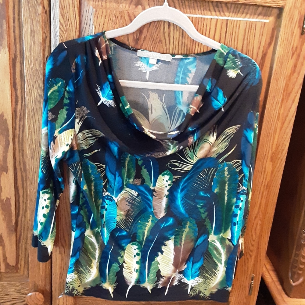 Colorful cowl neck blouse